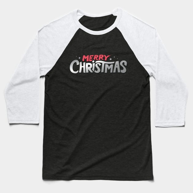 Merry Christmas silver Baseball T-Shirt by madeinchorley